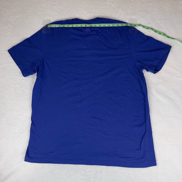 Adidas Tee Shirt Men's 2XL Blue Essentials Linear Logo Short‎ Sleeve Pullover - Picture 4 of 5